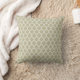 White Taupe Quatrefoil Pillow
