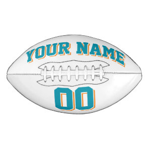 WHITE TEAL AND ORANGE Custom Football