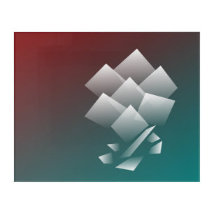 White teal burgundy acrylic print