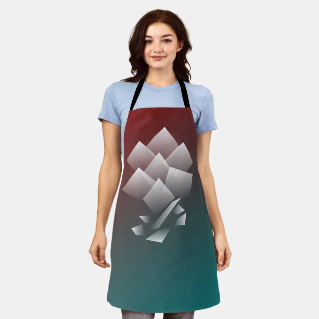 White teal burgundy apron (Worn)