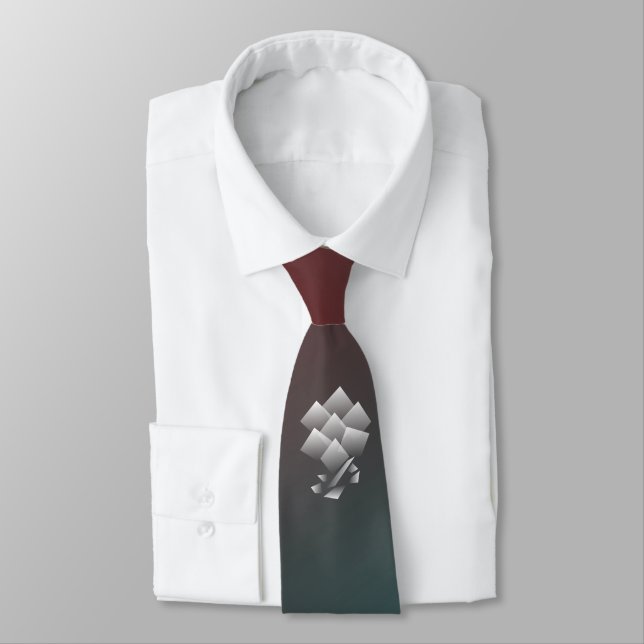 White teal burgundy neck tie (Tied)