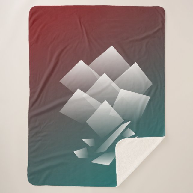 White teal burgundy sherpa blanket (Front)