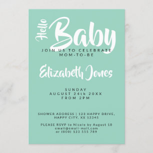 White & Teal Checkerboard Baby Shower Invitation