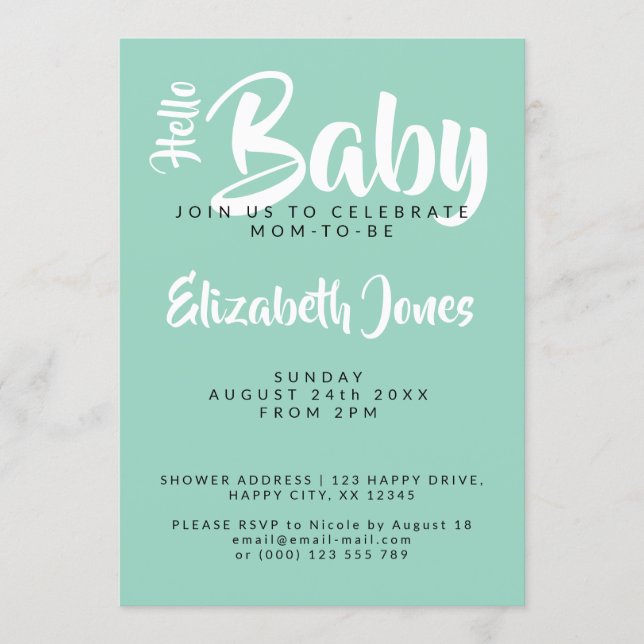 White & Teal Checkerboard Baby Shower Invitation (Front)