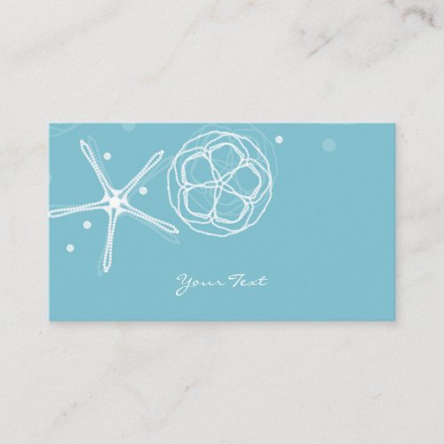 White  Teal Elegant Pearl Starfish Wedding Business Card