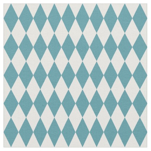 White & Teal Harlequin Diamonds Fabric