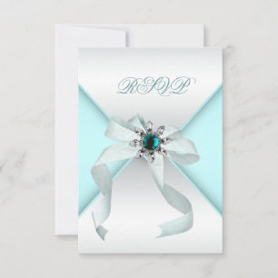 White Teal Sweet 16 Party RSVP Card