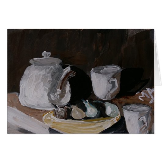 White Teapot and Cup Set Cards (Front Horizontal)