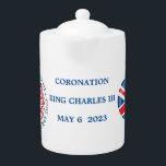 White Teapot  King Charles III Coronation<br><div class="desc">Celebrate Coronation of King Charles III.  This white Teapot has the Coronation emblem and a heart shaped British flag.  Ideal for royal fans or as a souvenir to commemorate this historic occasion.</div>