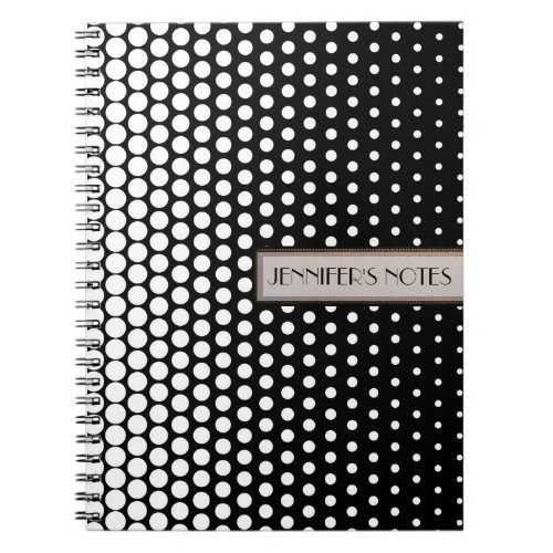 White Techno Dots Elegant Black Notebook