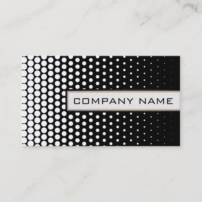 White Techno Dots Elegant Modern Black Business Card (Front)
