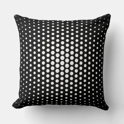 White Techno Dots Modern Black Throw Pillow