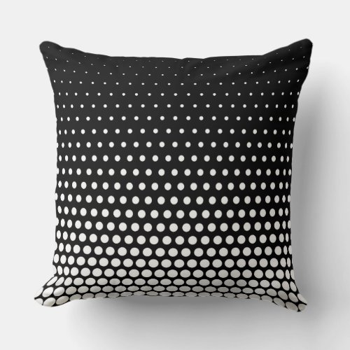 White Techno Dots Modern Black Throw Pillow