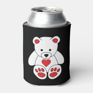 White Teddy Bear Heart Valentine's Day I Love You Can Cooler