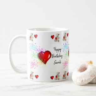 White Teddy Bear Mug Happy Birthday Mug
