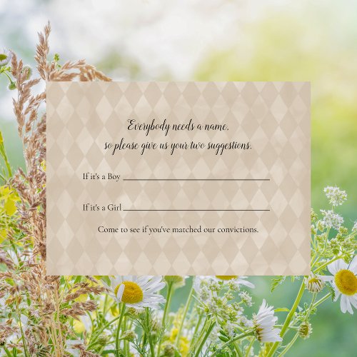 White Teddy Bear Name Suggestion Baby Shower Game Enclosure Card