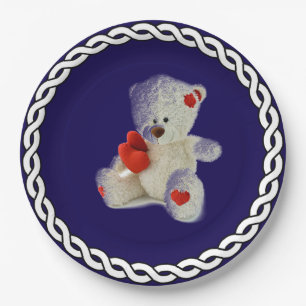White Teddy Bear Paper Plates