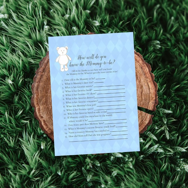 White Teddy Bear Who Knows Mommy Best Shower Game Invitation (Creator Uploaded)