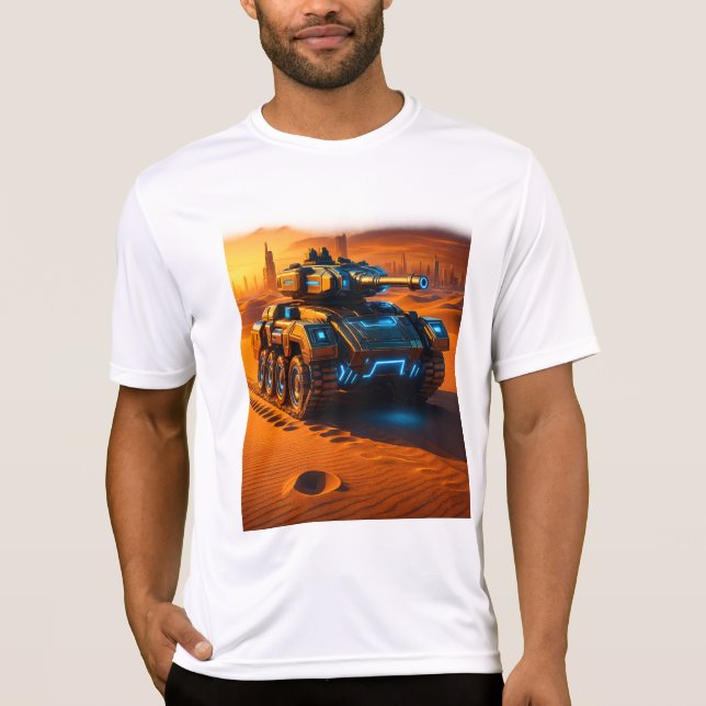 White Tee – Sci-Fi Desert Tank Glow Edition (Front)