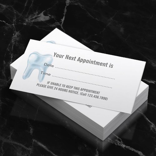 White Teeth Dental Appointment Business Cards