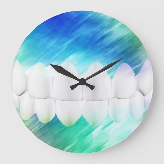 White Teeth Dentist Orthodontist Wall Clock (Front)