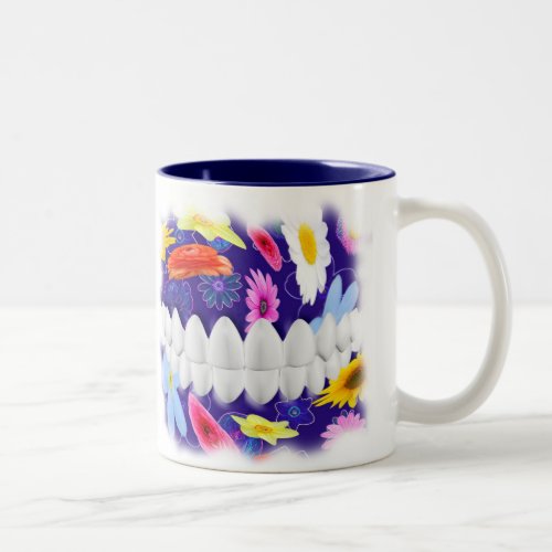 White Teeth Flower Spin Dentist Orthodontist Mug