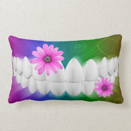White Teeth With Flower Dentist Colored Pillow
