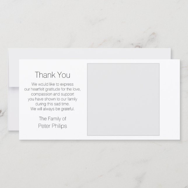 White Template Sympathy Thank you with Gray Border (Front)