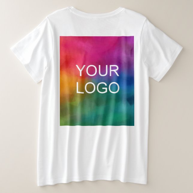 White Template Upload Business Logo Image Plus Size T-Shirt (Design Back)