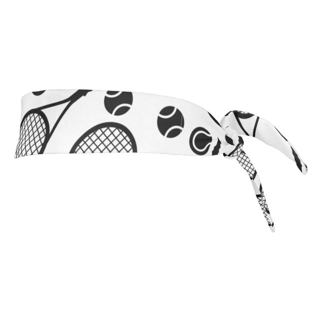 White Tennis Pattern Player Coach Kids Sport Style Tie Headband (Rotate 90)