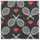 &#128151;&#127934; White tennis rackets and hearts customizable Fabric