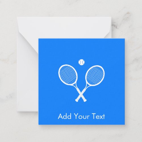 White Tennis Rackets  Ball Blue Personalized Note Card