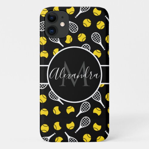 White Tennis Rackets  Half Balls Sports Your Name iPhone 11 Case