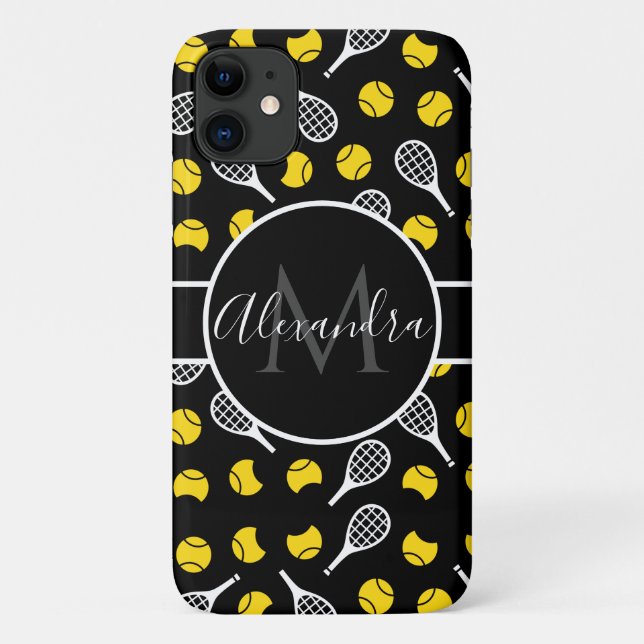 White Tennis Rackets & Half Balls Sports Your Name Case-Mate iPhone Case (Back)