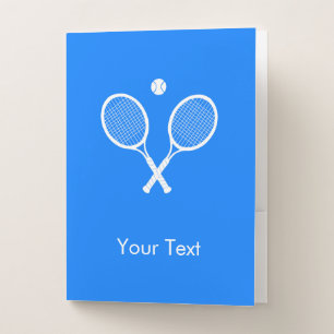 White Tennis Rackets on Blue Personalized Pocket Folder