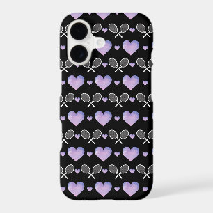 White Tennis Rackets Purple Hearts Love Athletic iPhone 17 Case