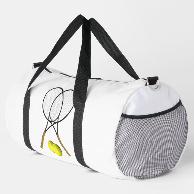 White Tennis Sports Theme  Duffle Bag (Right Corner)