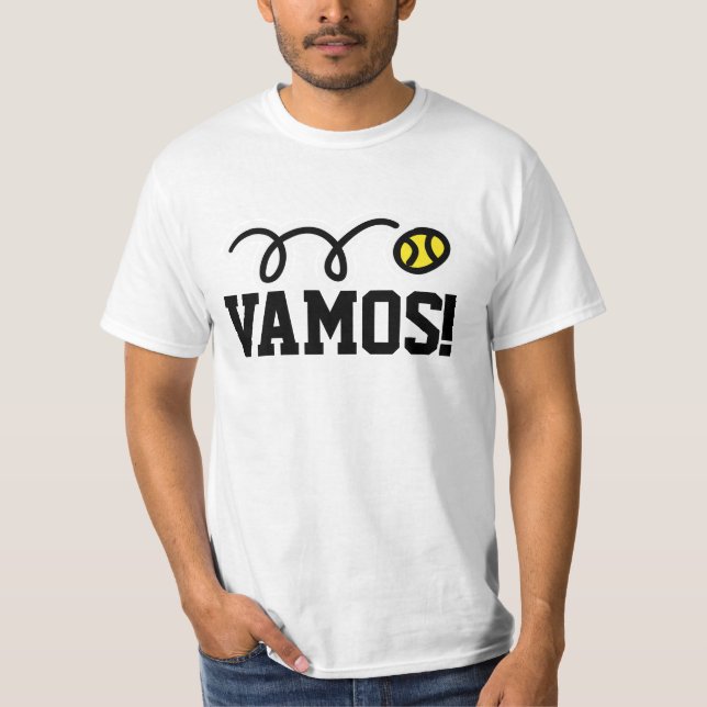 White Tennis t-shirt for men women and kids Vamos! (Front)