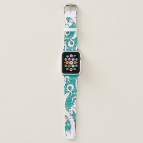 White Tentacles Octopus Vintage Map Teal Nautical Apple Watch Band