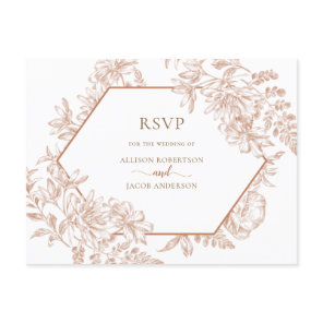 White Terra Cotta Geometric Floral Wedding RSVP Invitation Postcard