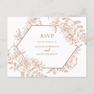 White Terra Cotta Geometric Floral Wedding RSVP Invitation Postcard