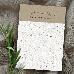 WHITE TERRAZZO TEXTURE KRAFT EARRING DISPLAY LOGO BUSINESS CARD