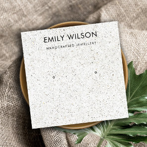 WHITE TERRAZZO TEXTURE STUD EARRING DISPLAY LOGO SQUARE BUSINESS CARD