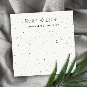 WHITE TERRAZZO TEXTURE STUD EARRING DISPLAY LOGO SQUARE BUSINESS CARD
