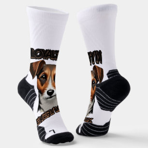 White Terrier Close-Up Artistic Design Socks