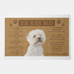 White Terrier Dog House Rules, If It Broken, It’s Doormat