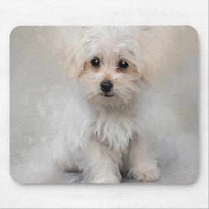 White Terrier Puppy Watercolor for Dog Lover Mouse Pad