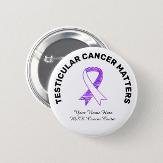 White Testicular Cancer Purple Ribbon Drawing Button
