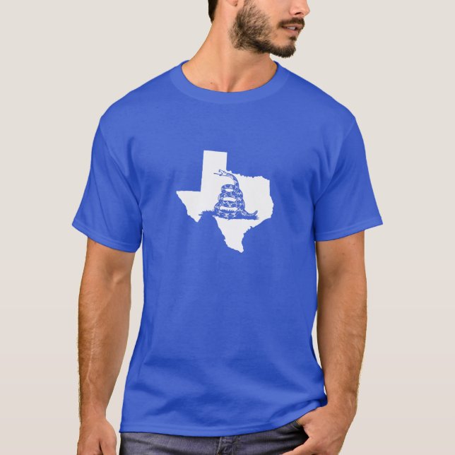 White Texas Shape with Gadsden Snake T-Shirt (Front)