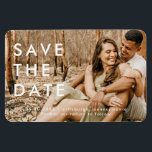 White Text Casual Photo Wedding Save the Date Magnet<br><div class="desc">Casual Photo Save the Date Flexible Magnet.  White text.</div>
